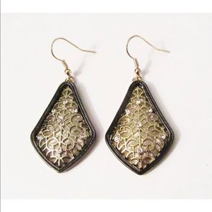 New Chico's Earrings - Gold with cut crystals through out & hematite trim